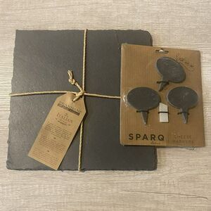 Brandani Italian Style Gray Slate Board With Three‎ Sparq Cheese Markers